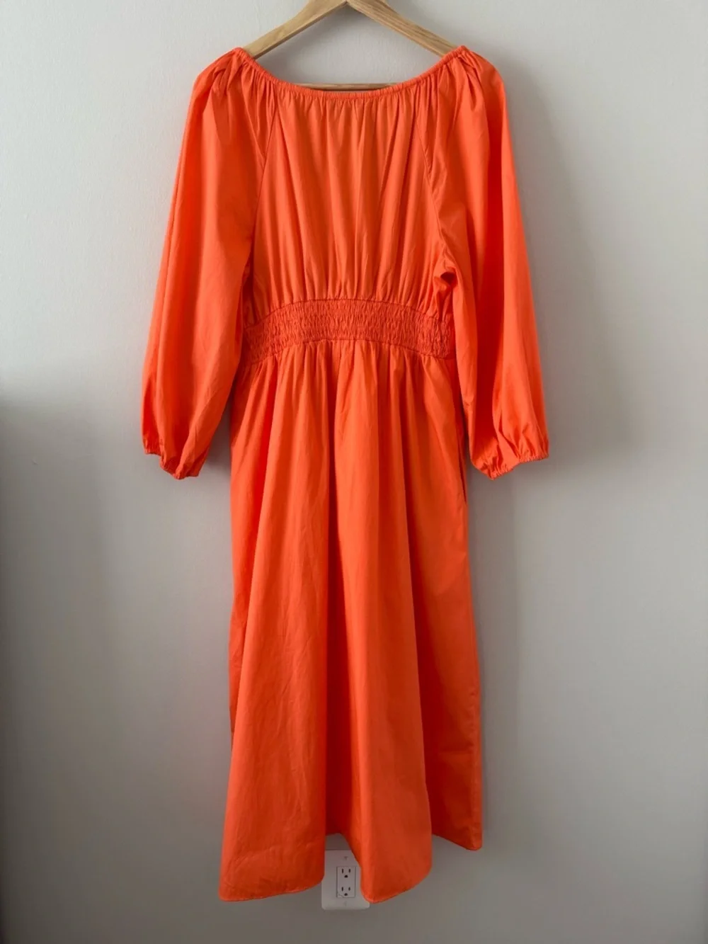 NWT - J. Crew - V-neck Midi Dress in Cotton Poplin - Sweet Tangerine